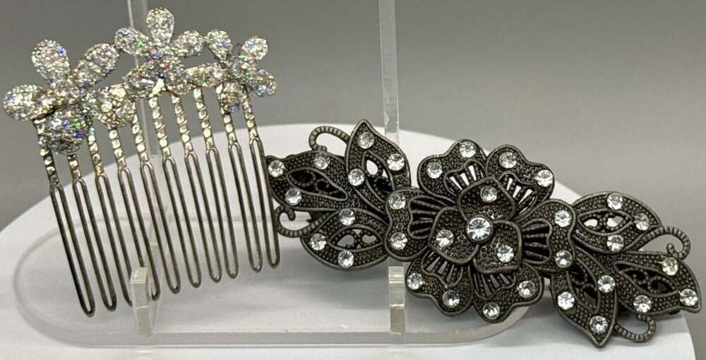 Vtg Decorative Daisy Hair Comb & Floral Rhinestone Hair Clip Lot Wedding Bridal - Picture 5 of 15
